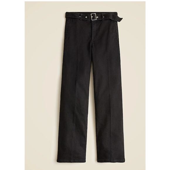 NWT J. Crew Belted Mid-Rise Wide-Leg Jean In Black 27 - Picture 1 of 7